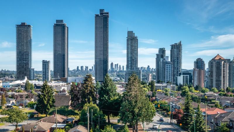 Burnaby skyline and residential buildings